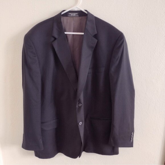 Haspel Super 110s Worsted 100% Wool Classic Suit Jacket Black Mens 52 Regular - Picture 1 of 10